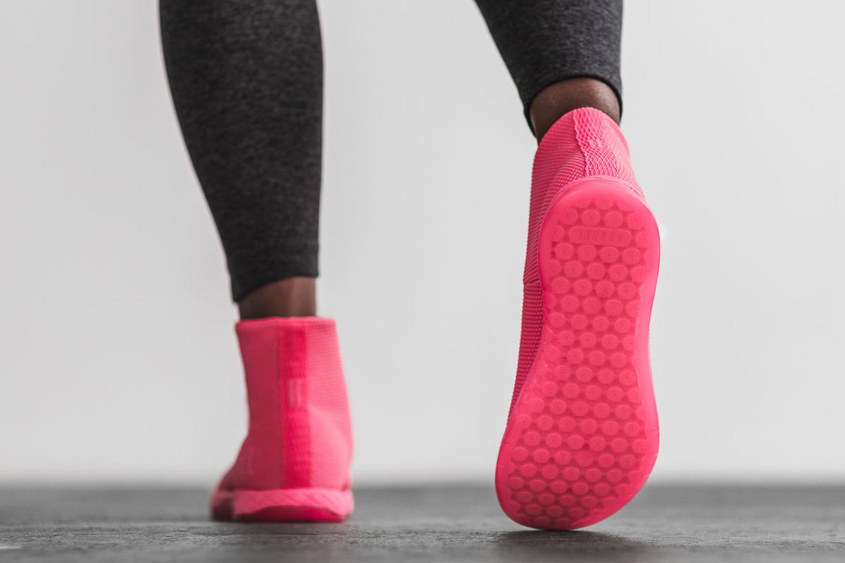 Nobull Superfabric High-Top Neon Women's Trainers Pink | Australia (ZL4259)